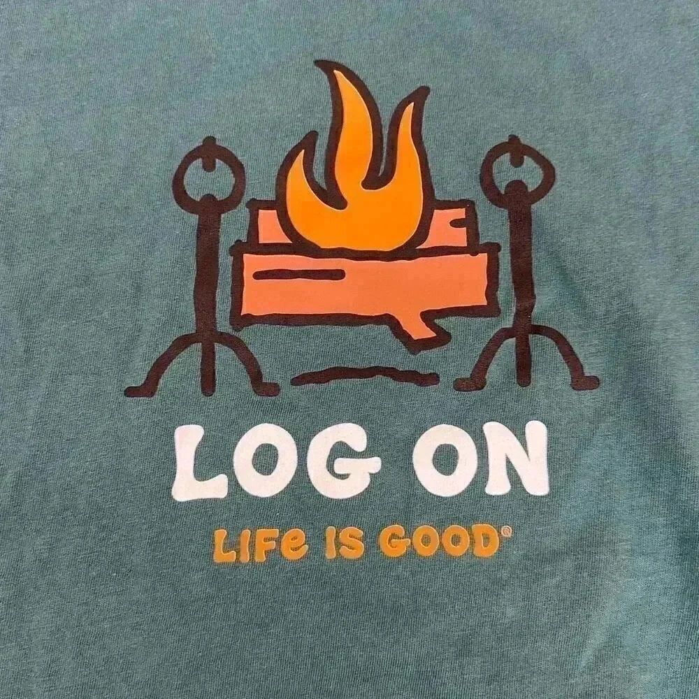 Life is Good Log On Long Sleeve Hooded Shirt - Picture 5 of 9